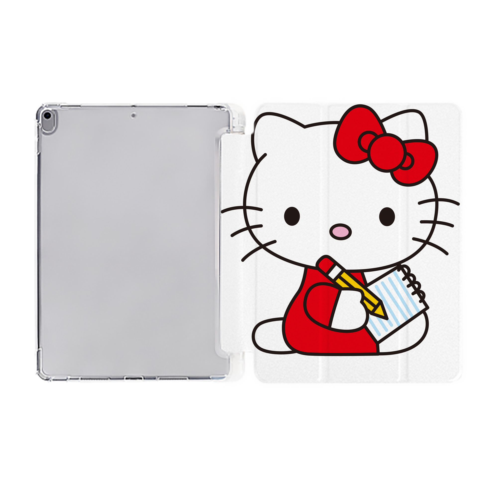 （画像用） Hello Kitty ハローキティ IPad ケース ペン収納付き 三つ折りスタンド PUレザー×シリコン 対応機種9.5/10.5/10.9インチ